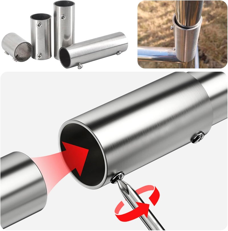 SeeRaphee (6 Pieces) 40mm Length Pipe Fittings Brushed Straight Pipe Connector Stainess Steel Rod Joint Fit for Tube Outside Diameter 32mm For Handrail,Clothes Hanging Rod and Storage Shelf - Image 5